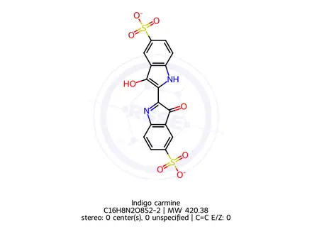 Chemical structure of INDIGODISULFONATE DIPOTASSIUM SALT