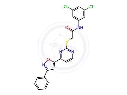 Chemical structure of N-(3,5-Dichlorophenyl)-2-((4-(3-phenylisoxazol-5-yl)pyrimidin-2-yl)thio)acetamide
