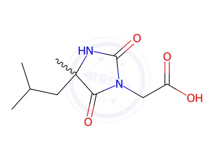 Chemical structure of 2-(4-Isobutyl-4-methyl-2,5-dioxoimidazolidin-1-yl)acetic Acid