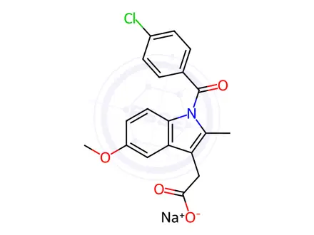Chemical structure of Indomethacin sodium trihydrate