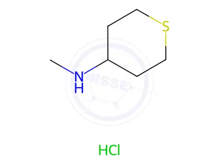 Chemical structure of N-methyltetrahydro-2H-thiopyran-4-amine hydrochloride