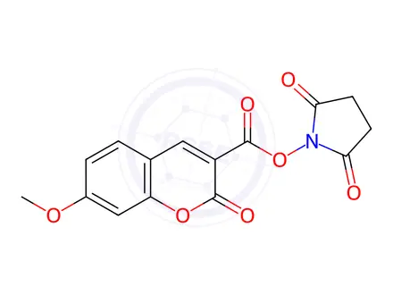 Chemical structure of 7-Methoxycoumarin-3-carboxylic Acid N-Succinimidyl Ester