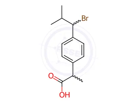 Chemical structure of 2-[p-(1-Bromo-2-methylpropyl)phenyl]propionic Acid