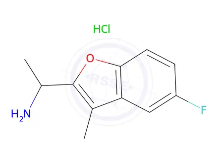Chemical structure of 1-(5-Fluoro-3-methyl-1-benzofuran-2-yl)Ethylamine hydrochloride