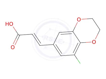 Chemical structure of (2E)-3-(8-chloro-2,3-dihydro-1,4-benzodioxin-6-yl)acrylic acid