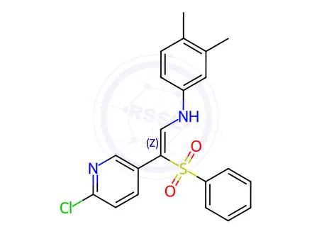 Chemical structure of N-[(Z)-2-(Benzenesulfonyl)-2-(6-chloropyridin-3-yl)ethenyl]-3,4-dimethylaniline