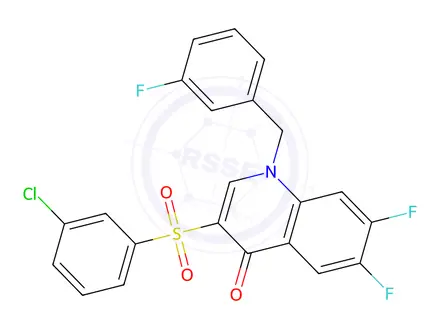 Chemical structure of 3-((3-Chlorophenyl)sulfonyl)-6,7-difluoro-1-(3-fluorobenzyl)quinolin-4(1H)-one