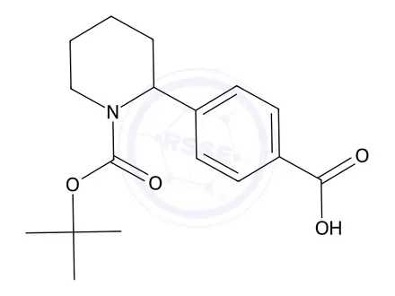 Chemical structure of 4-(1-(tert-Butoxycarbonyl)piperidin-2-yl)benzoic acid
