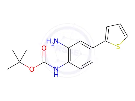 Chemical structure of CarbaMic acid, N-[2-aMino-4-(2-thienyl)phenyl]-, 1,1-diMethylethyl ester