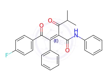 Chemical structure of 2-[2-(4-Fluorophenyl)-2-oxo-1-phenylethylidene]-4-methyl-3-oxo-N-phenylpentanamide