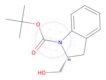 Chemical structure of Tert-butyl (R)-2-(hydroxymethyl)indoline-1-carboxylate