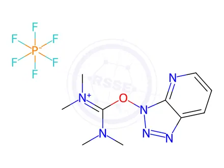 Chemical structure of [(dimethylamino)({3H-[1,2,3]triazolo[4,5-b]pyridin-3-yloxy})methylidene]dimethylazanium, hexafluoro-$l^{5}-phosphanuide
