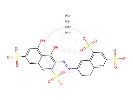 Chemical structure of tetrasodium 7-[(1,8-dihydroxy-3,6-disulphonato-2-naphthyl)azo]naphthalene-1,3-disulphonate