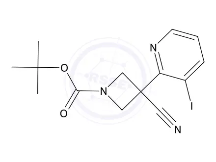 Chemical structure of tert-Butyl 3-cyano-3-(3-iodopyridin-2-yl)azetidine-1-carboxylate