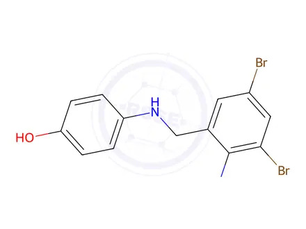 Chemical structure of 4-((2-amino-3,5-dibromobenzyl)amino)phenol