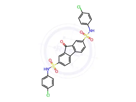Chemical structure of N2,N7-Bis(4-chlorophenyl)-9-oxo-9H-fluorene-2,7-disulfonamide