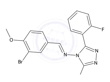 Chemical structure of 4-((3-Bromo-4-methoxybenzylidene)amino)-3-(2-fluorophenyl)-1H-1,2,4-triazole-5(4H)-thione