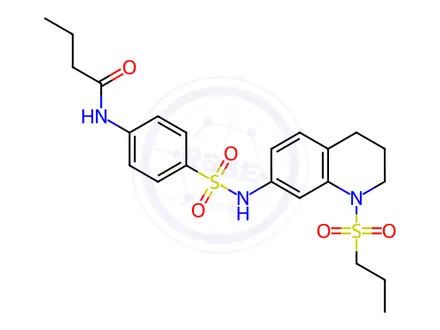 Chemical structure of N-(4-(N-(1-(Propylsulfonyl)-1,2,3,4-tetrahydroquinolin-7-yl)sulfamoyl)phenyl)butyramide