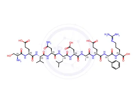 Chemical structure of (2S,5S,8S,11S,14S,17S,20S,23S,26S)-20-(2-Amino-2-oxoethyl)-26-((S)-2-amino-3-hydroxypropanamido)-5-benzyl-8-(2-carboxyethyl)-14-(carboxymethyl)-2-(3-guanidinopropyl)-17-isobutyl-23-isopropyl-11-methyl-4,7,10,13,16,19,22,25-octaoxo-3,6,9,12,15,18,21,24-octaazanonacosanedioic Acid