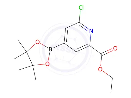 Chemical structure of Ethyl 6-chloro-4-(4,4,5,5-tetramethyl-1,3,2-dioxaborolan-2-yl)picolinate
