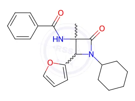 Chemical structure of N-(1-Cyclohexyl-2-(furan-2-yl)-3-methyl-4-oxoazetidin-3-yl)benzamide