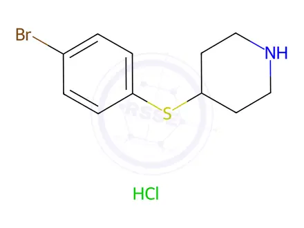 Chemical structure of 4-[(4-bromophenyl)thio]piperidine hydrochloride
