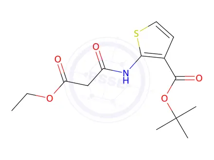 Chemical structure of tert-Butyl 2-(3-ethoxy-3-oxopropanamido)thiophene-3-carboxylate