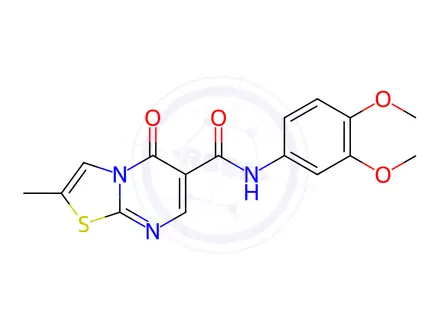 Chemical structure of N-(3,4-dimethoxyphenyl)-2-methyl-5-oxo-[1,3]thiazolo[3,2-a]pyrimidine-6-carboxamide