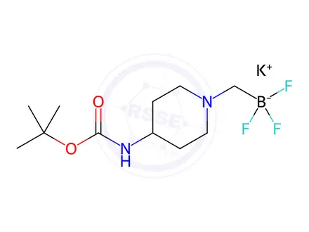 Chemical structure of potassium ((4-((tert-butoxycarbonyl)amino)piperidin-1-yl)methyl)trifluoroborate