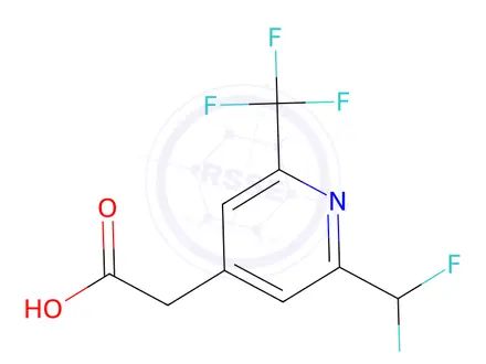 Chemical structure of 2-(Difluoromethyl)-6-(trifluoromethyl)pyridine-4-acetic acid