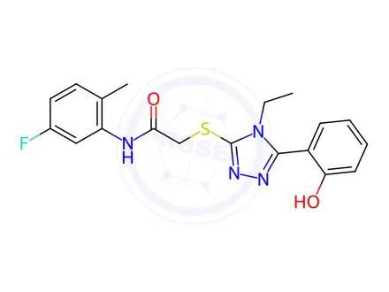 Chemical structure of 2-{[4-Ethyl-5-(2-hydroxyphenyl)-4H-1,2,4-triazol-3-yl]sulfanyl}-N-(5-fluoro-2-methylphenyl)acetamide