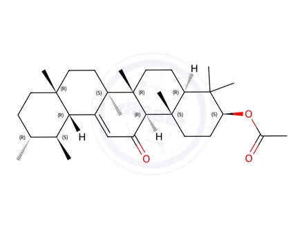 Chemical structure of Urs-12-en-11-one, 3-(acetyloxy)-, (3β)-