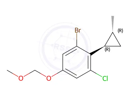 Chemical structure of Benzene, 1-bromo-3-chloro-5-(methoxymethoxy)-2-[(1R,2R)-2-methylcyclopropyl]-, rel-