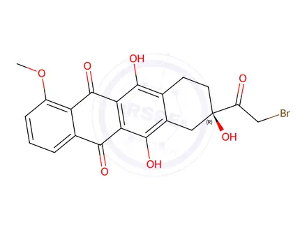 Chemical structure of 14-Bromo-7,14-dideoxydoxorubicinone
