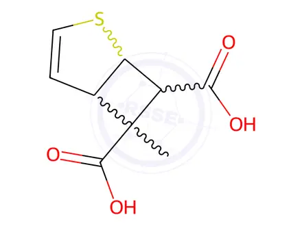 Chemical structure of 6-Methyl-2-thiabicyclo[3.2.0]hept-3-ene-6,7-dicarboxylic acid