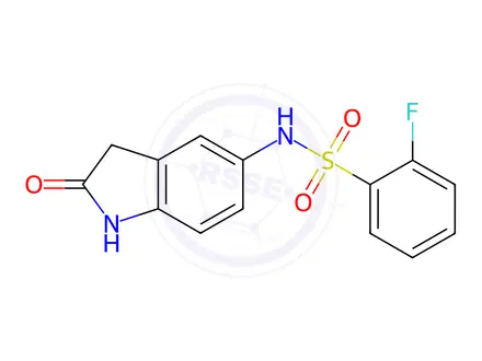 Chemical structure of 2-Fluoro-N-(2-oxoindolin-5-yl)benzenesulfonamide
