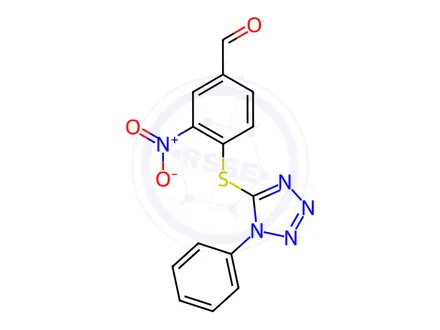 Chemical structure of 3-Nitro-4-[(1-phenyl-1H-tetrazol-5-yl)sulfanyl]benzaldehyde