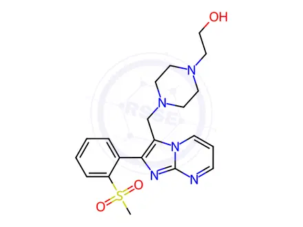 Chemical structure of 4-[2-[2-(Methylsulfonyl)phenyl]imidazo[1,2-a]pyrimidin-3-ylmethyl]-1-piperazineethanol
