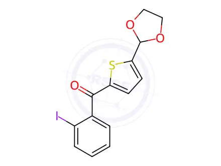 Chemical structure of (5-(1,3-Dioxolan-2-yl)thiophen-2-yl)(2-iodophenyl)methanone