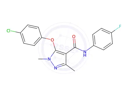 Chemical structure of 5-(4-Chlorophenoxy)-N-(4-fluorophenyl)-1,3-dimethyl-1H-pyrazole-4-carboxamide