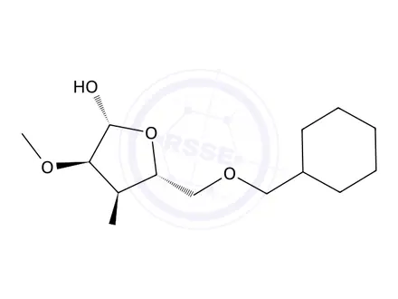 Chemical structure of (2R,3R,4R,5R)-5-(benzyloxymethyl)-3-methoxy-tetrahydrofuran-2,4-diol