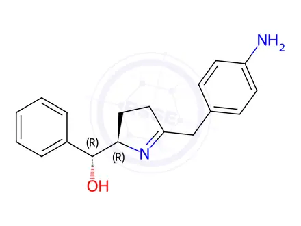 Chemical structure of (R)-((R)-5-(4-Aminobenzyl)-3,4-dihydro-2H-pyrrol-2-yl)(phenyl)methanol