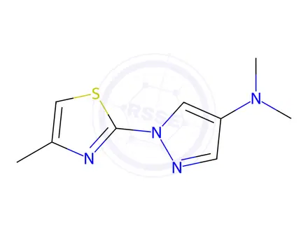 Chemical structure of N,N-dimethyl-1-(4-methyl-1,3-thiazol-2-yl)pyrazol-4-amine dihydrochloride
