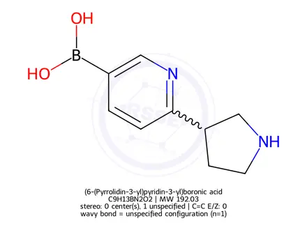 Chemical structure of (6-(Pyrrolidin-3-yl)pyridin-3-yl)boronic acid