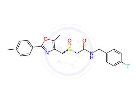 Chemical structure of Acetamide, N-[(4-fluorophenyl)methyl]-2-[[[5-methyl-2-(4-methylphenyl)-4-oxazolyl]methyl]sulfinyl]-