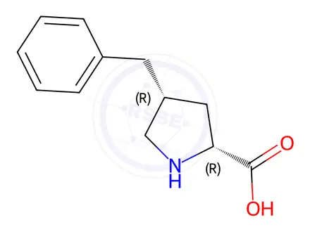Chemical structure of (2R,4R)-4-Benzylpyrrolidine-2-carboxylic acid
