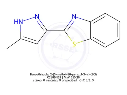 Chemical structure of Benzothiazole, 2-(5-methyl-1H-pyrazol-3-yl)-(9CI)