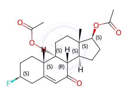 Chemical structure of 17β,19-Bis(acetyloxy)-3β-fluoroandrost-5-en-7-one