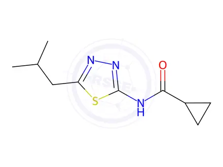 Chemical structure of N-(5-Isobutyl-1,3,4-thiadiazol-2-yl)cyclopropanecarboxamide
