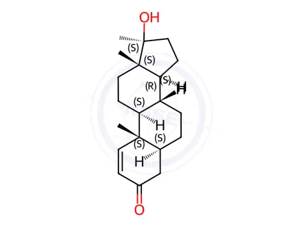 Chemical structure of 17β-Hydroxy-17α-methyl-5α-androst-1-ene-3-one